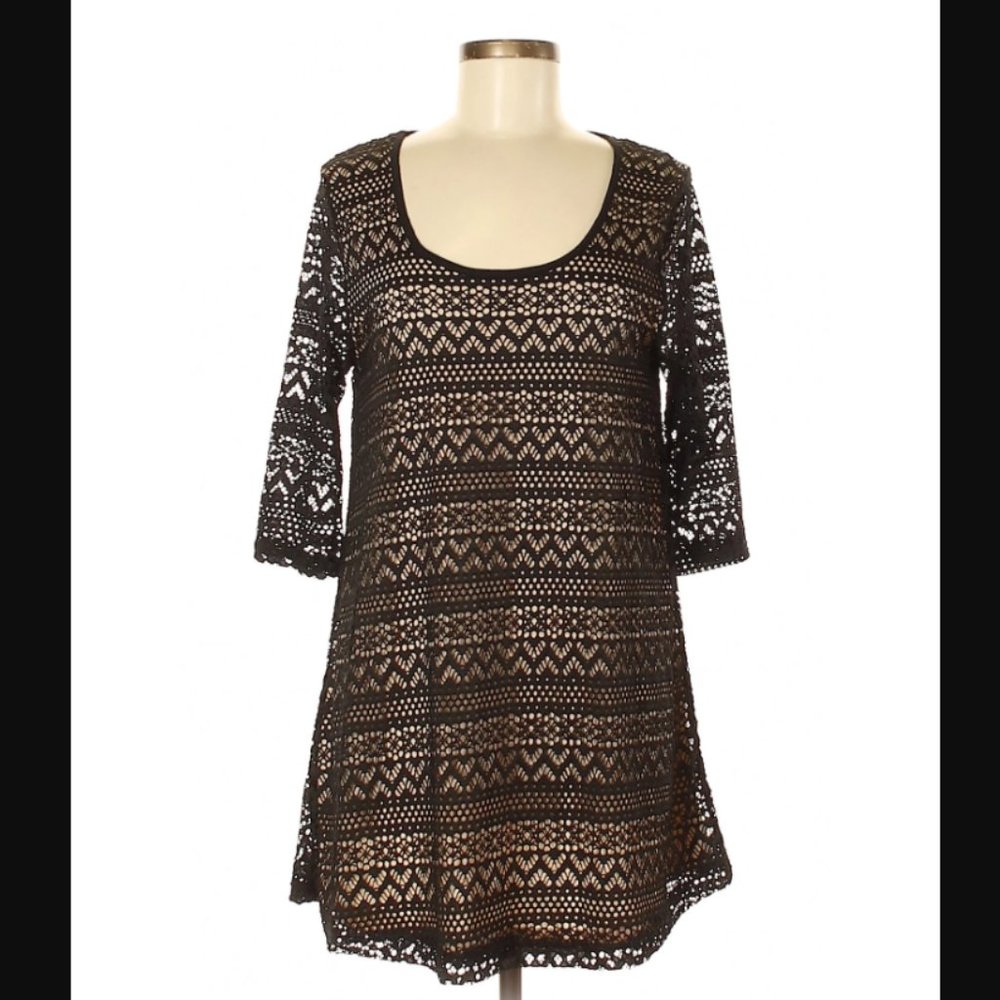 EUC Umgee Black Lace Tunic Blouse / Mini Dress